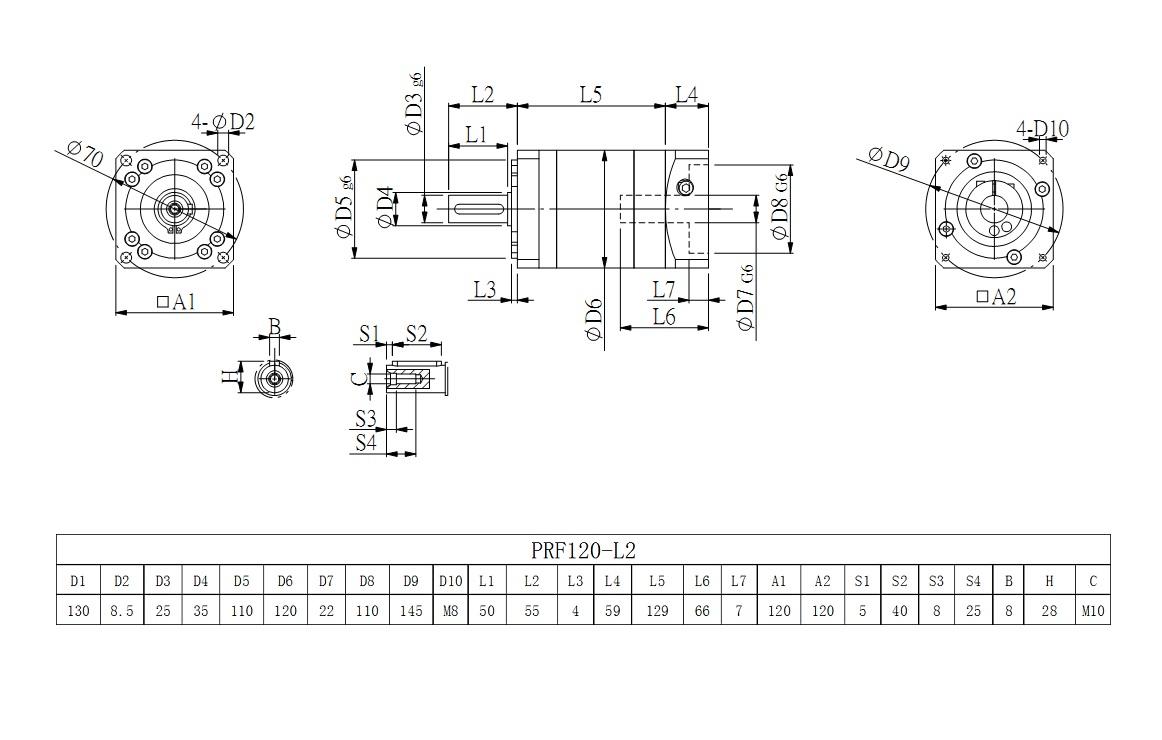  PRL120_L2系列伺服減速機(jī)圖紙